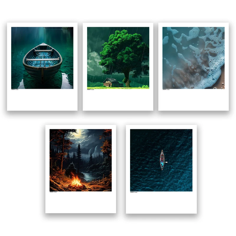 آویز تزیینی عرش مدل فانتزی منظره طبیعت کد Asa1297 مجموعه پنج عددی