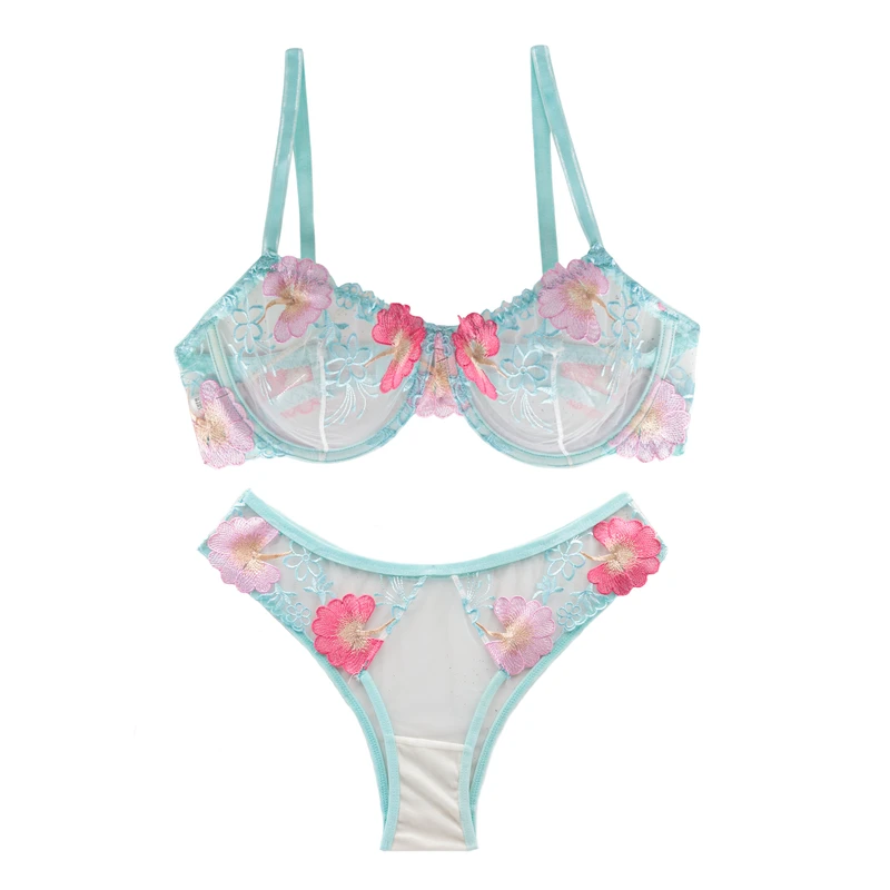 ست سوتین و شورت زنانه نوشه پوش مدل توری کد 889