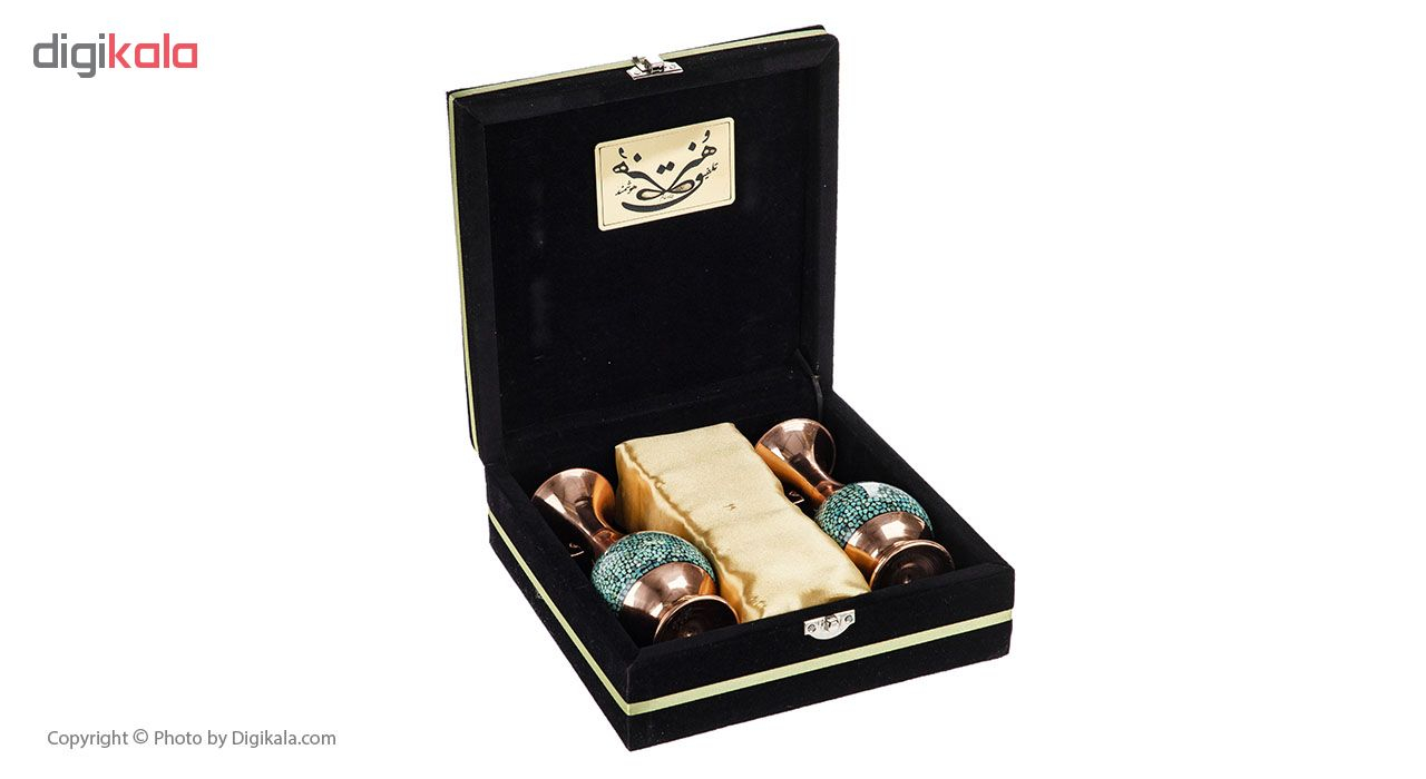 گلدان مسی فیروزه کوب تلفیق هنر کد 02 بسته 2 عددی