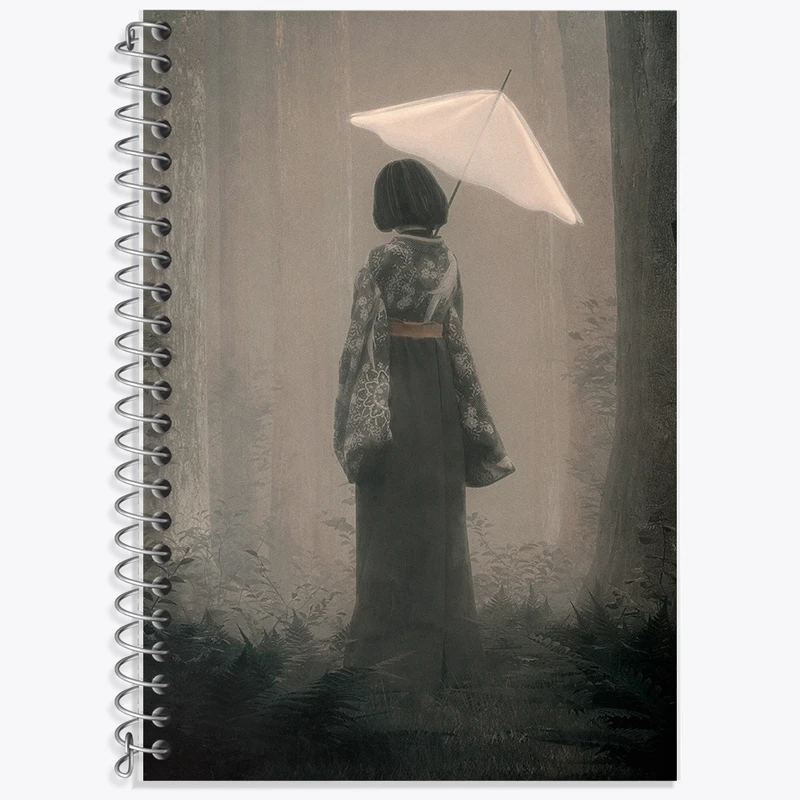 دفتر زبان 50 برگ خندالو مدل دو خط طرح زن ژاپنی کد F523