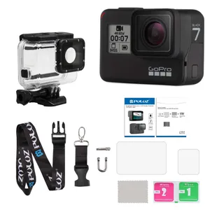 دوربین فیلم برداری ورزشی گوپرو مدل HERO7 Black Quick Stories به همراه کاور ضد آب لمسی و بندآویز و محفظ صفحه و لنز پلوز