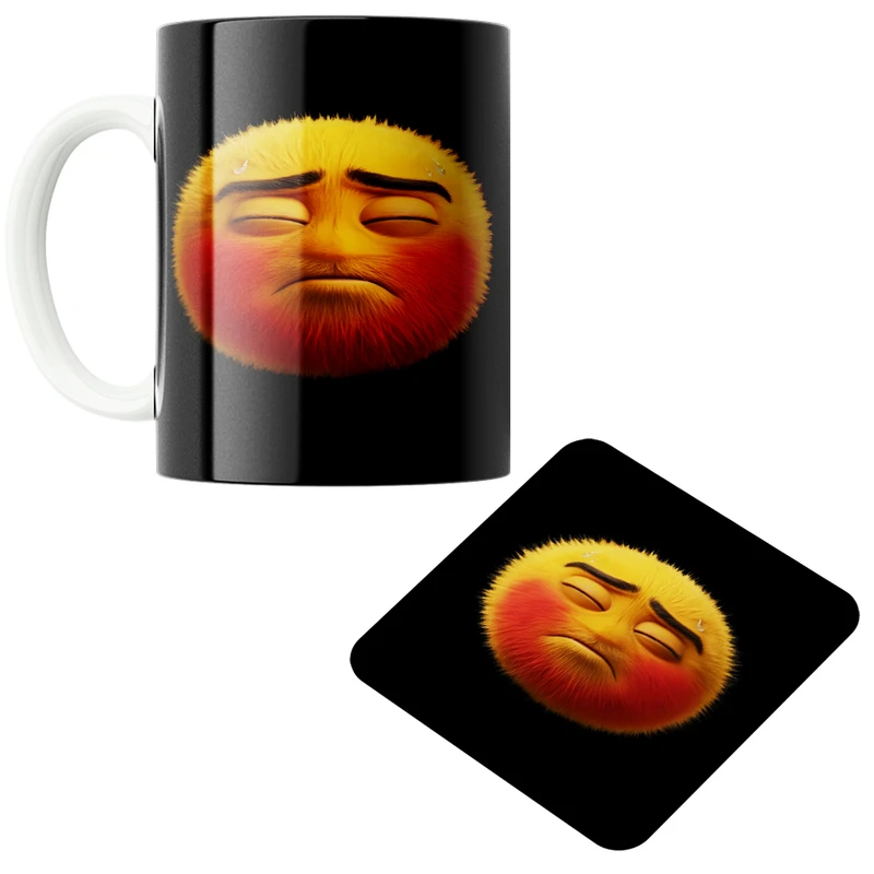 ماگ پاد آفرین مدل ایموجی کد 78 به همراه زیر لیوانی