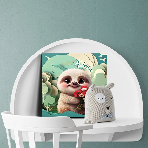 تابلو شاسی لاژید مدل اسم کیمیا طرح تنبل کارتونی کد sloth