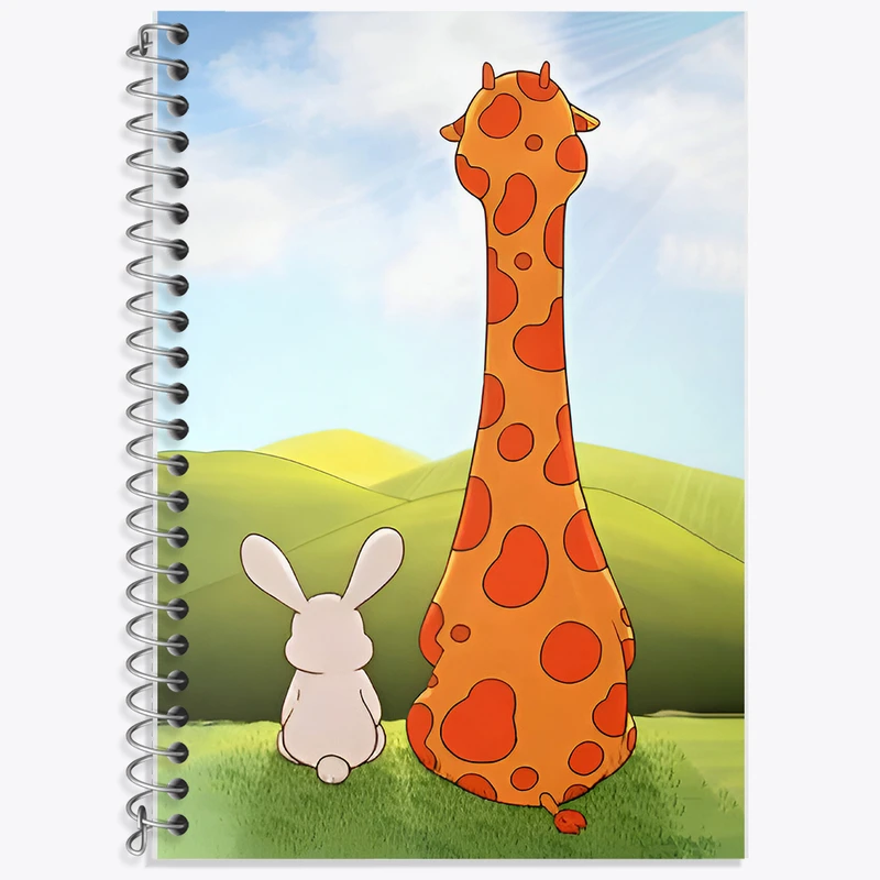 دفتر زبان 50 برگ خندالو مدل سه خط طرح زرافه و خرگوش کد F6680