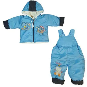 ست کاپشن و سرهمی نوزاد مدل خرسی رنگ آبی