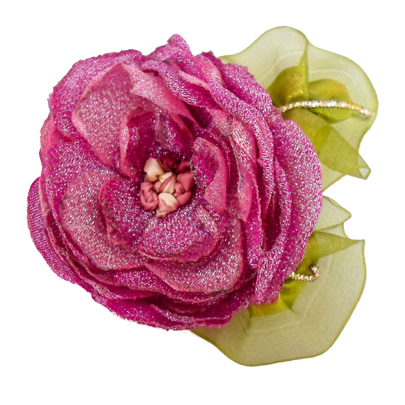 گل سینه طرح رز روبانی مدل 059