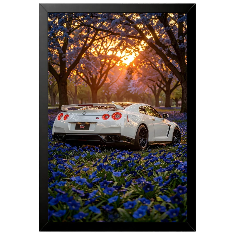 تابلو بکلیت طرح ماشین و خودرو نیسان NISSAN GT-R R35 مدل B-pe130184 فریم مشکی