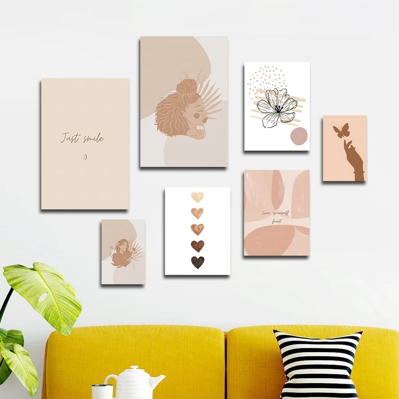 تابلو شاسی بکلیت طرح مدرن نقاشی مینیمال مدل SH-2273 مجموعه 7 عددی