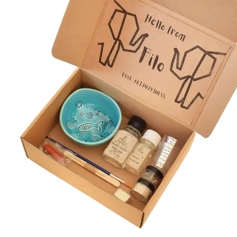 بسته کار با رزین اپوکسی فیلوباکس مدل ماهی سه بعدی مجموعه 15 عددی