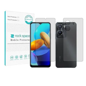 Rock space HyGEL model transparent screen protector suitable for Vivo Y35 5G mobile phone along with the back protector