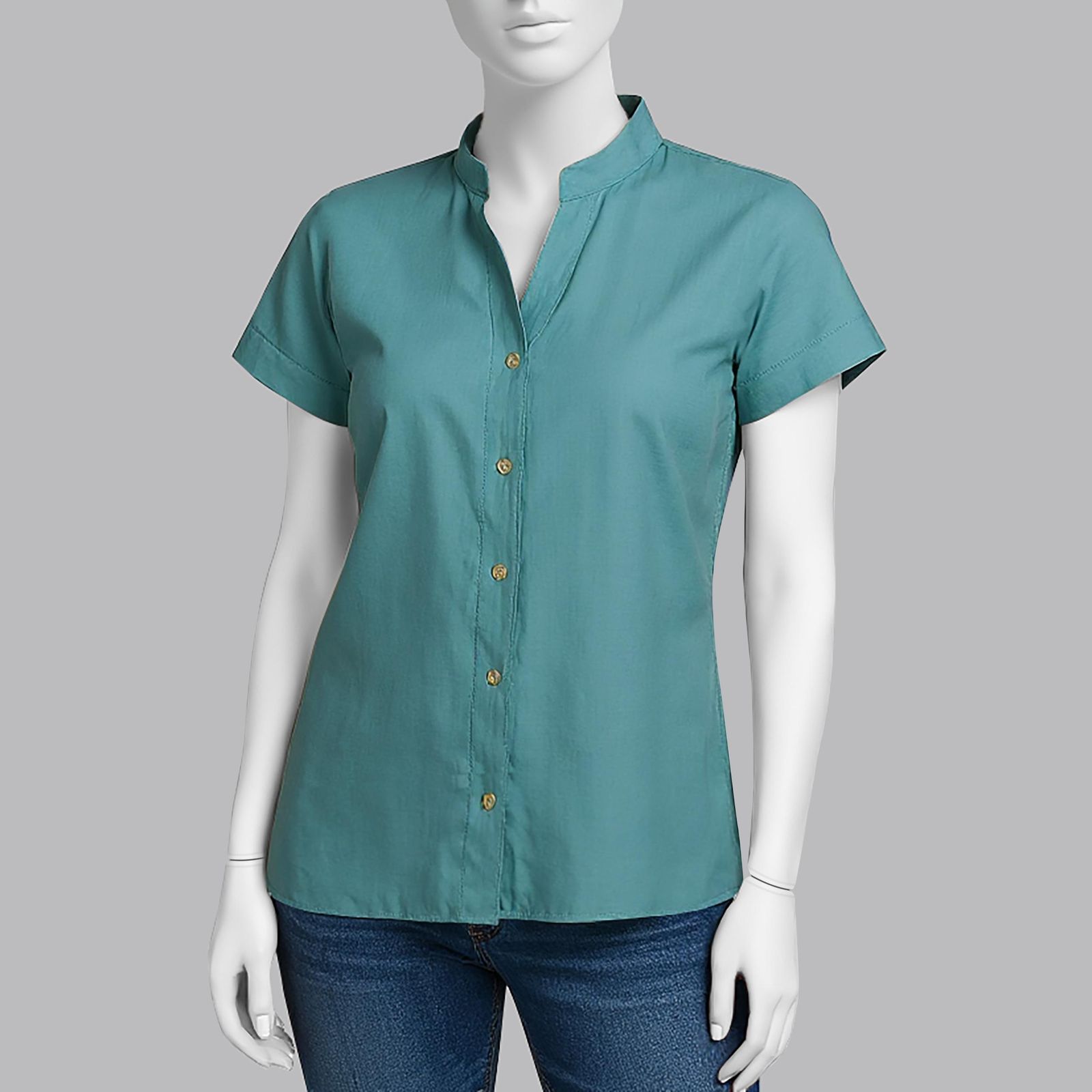 شومیز آستین کوتاه زنانه ایزی دو مدل 9364 رنگ آبی -  - 1