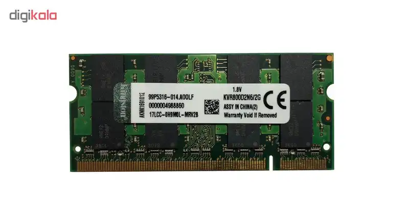 رم لپ تاپ کینگستون مدل DDR2 800MHz ظرفیت 2 گیگابایت