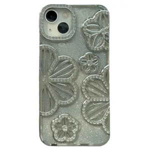 کاور طرح flower نگین دار مناسب برای گوشی موبایل اپل IPHONE 13 PROMAX