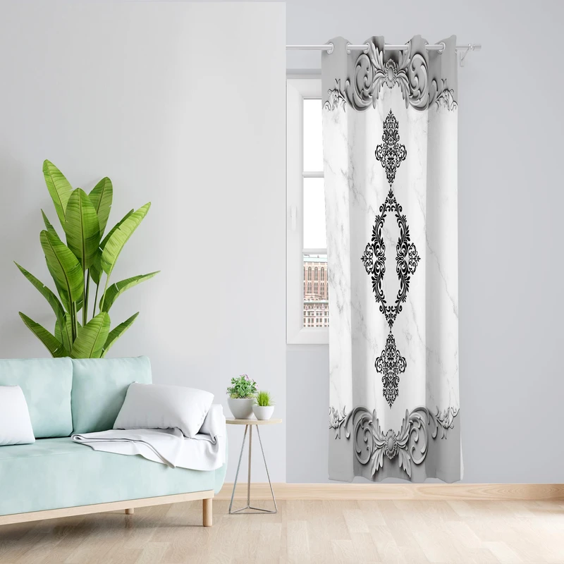 پرده طرح قاب مدل مخمل پانچی کد 1353 z سایز 140x200 سانتی متر