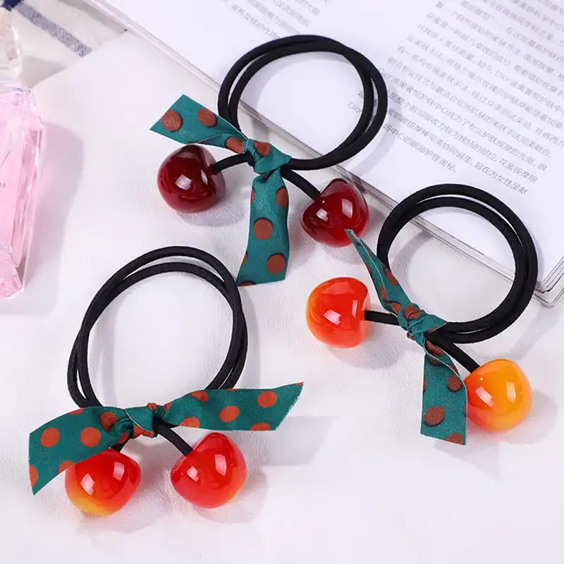 کش مو زنانه مدل آلبالو گیلاس بسته 4 عددی