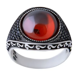 انگشتر نقره مردانه بازرگانی میلادی مدل سنگ اونیکس رکاب ترک وارداتی کد AM_358