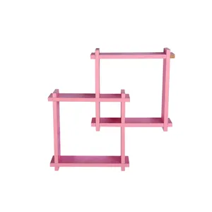 طبقه دیواری مدل پازلی  کد TOP-SHELF-PINK-DLGHT-273