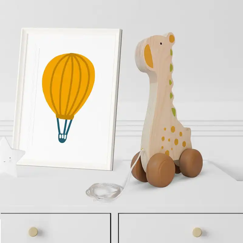 اسباب بازی چوبی مدل زرافه ماشینی کد MKids48-2F