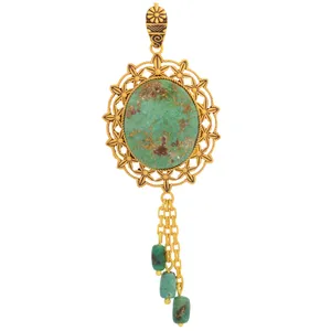 آویز گردنبند طلا 18 عیار زنانه طلای مستجابی مدل فیروزه کد 7