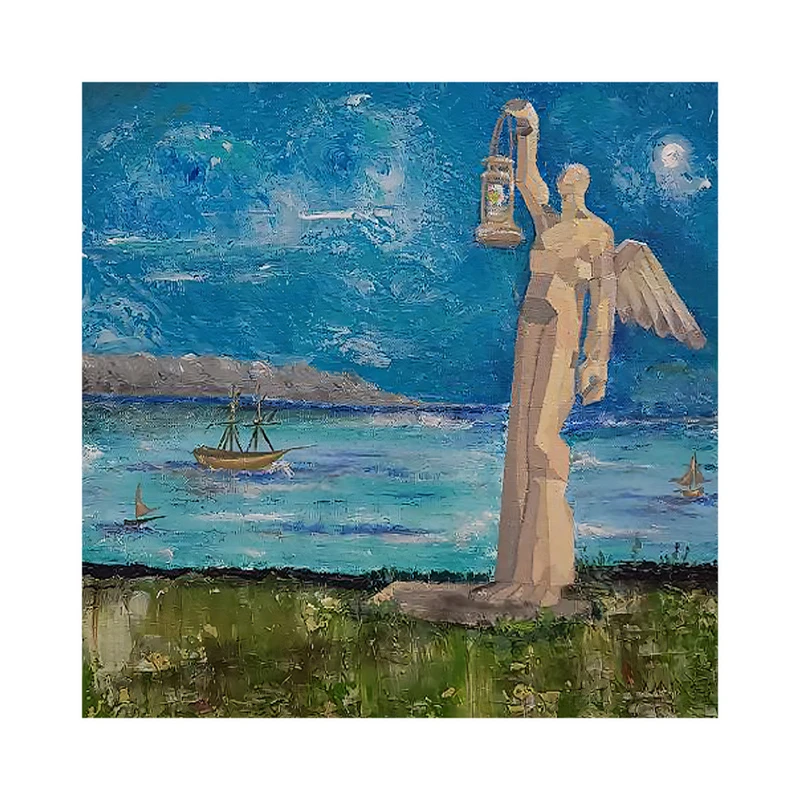 تابلو نقاشی رنگ روغن طرح هدیه هنری G0193