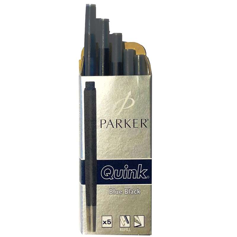 جوهر خودنویس پارکر مدل آبی سیاه Blue Black Quink بسته 5 عددی