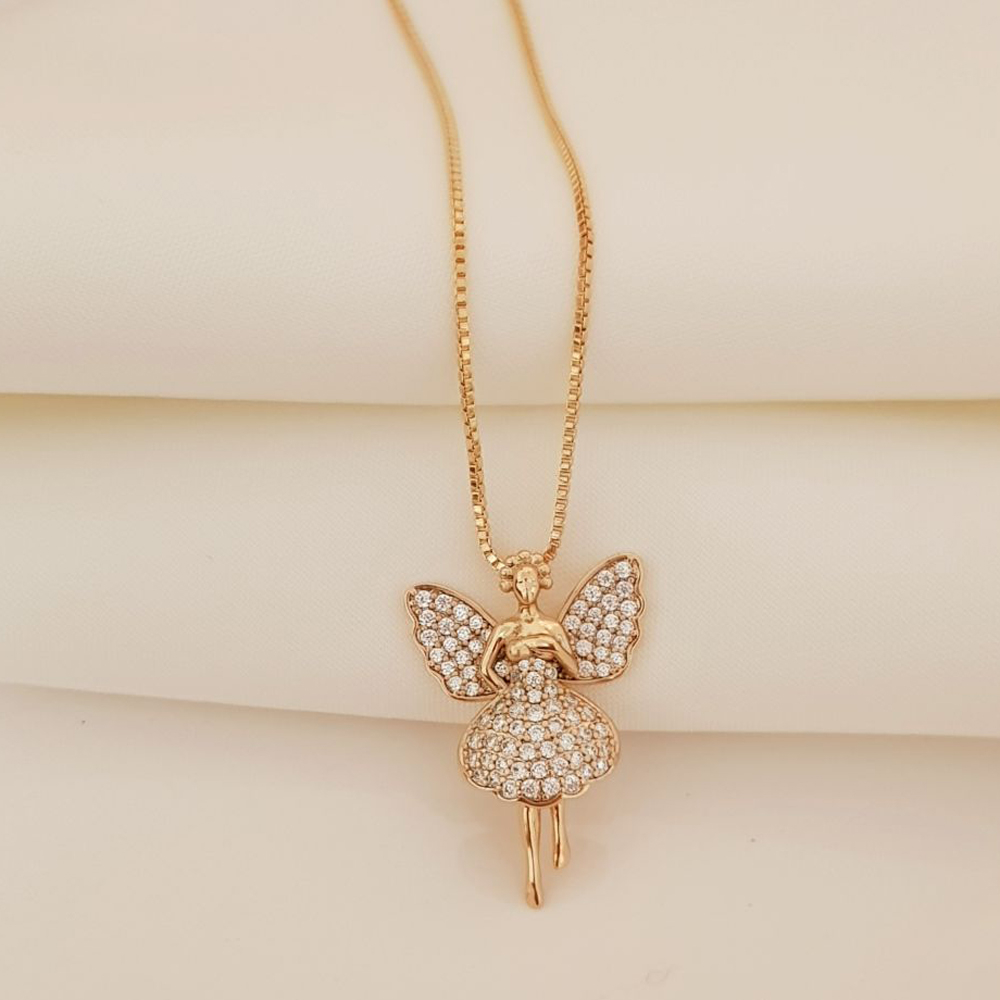 گردنبند زنانه ژوپینگ مدل فرشته نگین دار کد xp1231