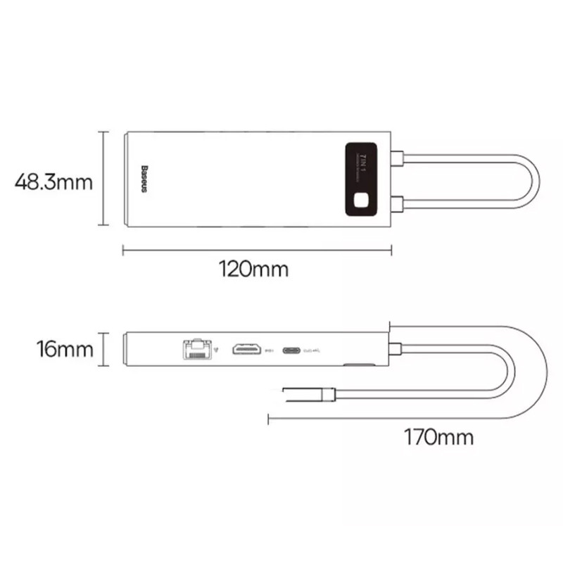 هاب 7 پورت USB-C باسئوس مدل WKWG040013