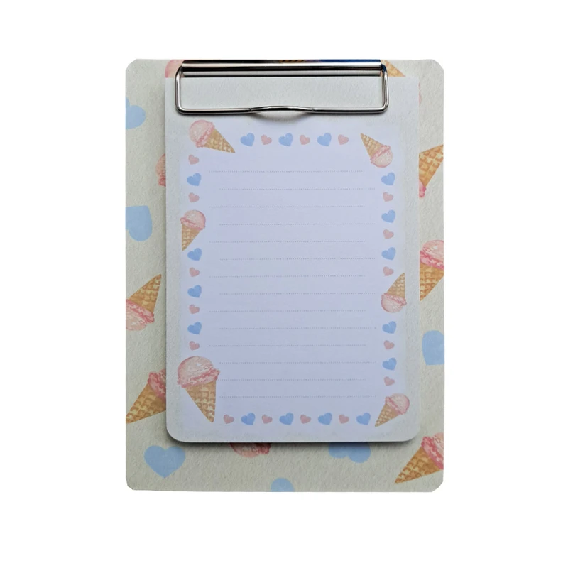 تخته شاسی سویل مدل چک لیست  طرح بستنی قیفی پاستلی کد 1207 سایز A5 به همراه کاغذ یادداشت