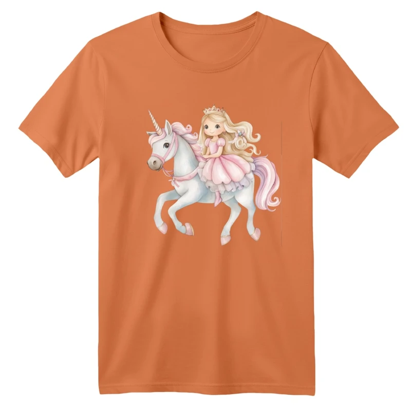 تی شرت آستین کوتاه بچگانه مدل پرنسس و تک شاخ