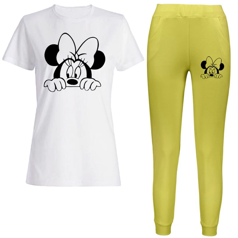 ست تی‌شرت آستین کوتاه و شلوار راحتی زنانه مدل میکی موس