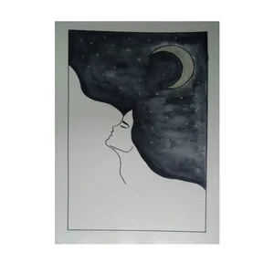 کارت پستال مدل شب نقره ای نقاشی آبرنگ