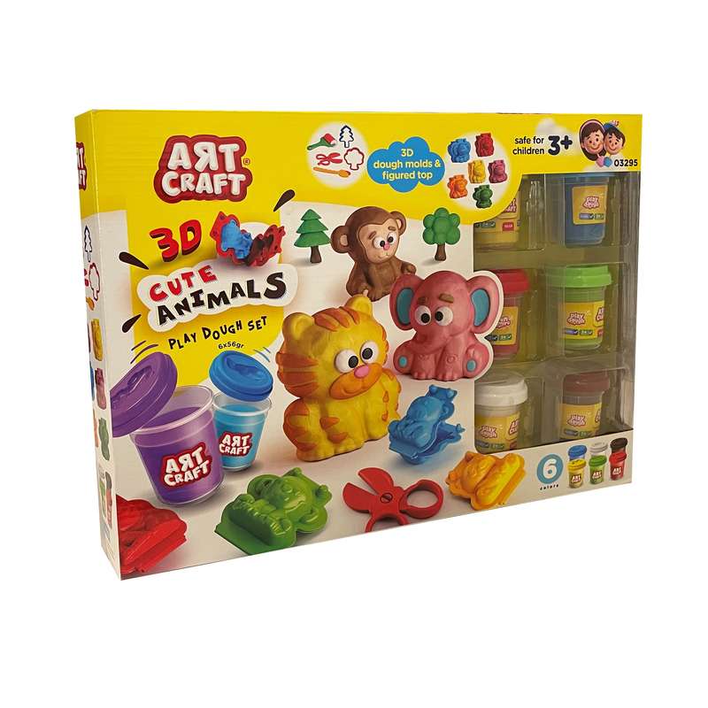 خمیر بازی مدل 3D Cute Animals Play Dough Set کد 03295 مجموعه 17 عددی