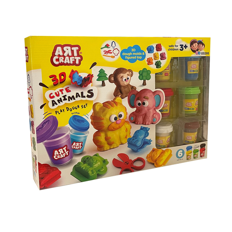 خمیر بازی مدل 3D Cute Animals Play Dough Set کد 03295 مجموعه 17 عددی