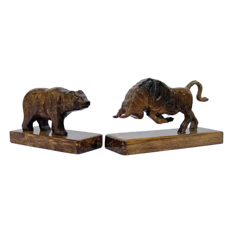 مجسمه چوبی طرح گاو و خرس مدل VR 532 مجموعه 2 عددی