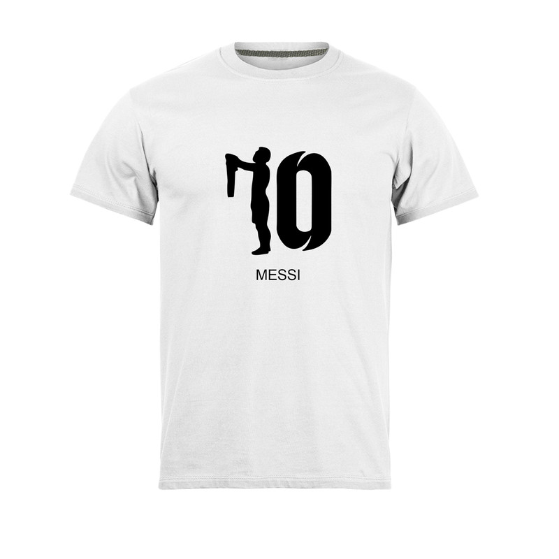 تی شرت آستین کوتاه مردانه مدل messi_N1_0269 رنگ سفید