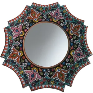 آینه سفالی طرح میناکاری قطر 25 سانتی متر کدp12
