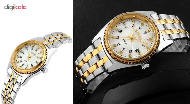 ست ساعت مچی عقربه ای زنانه و مردانه اسکمی مدل 9098 کد 03