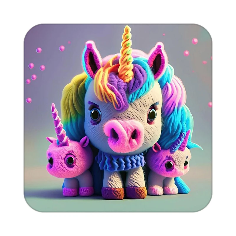 زیر لیوانی کاکتی طرح اسب تک شاخ و یونیکورن مدل mp29009