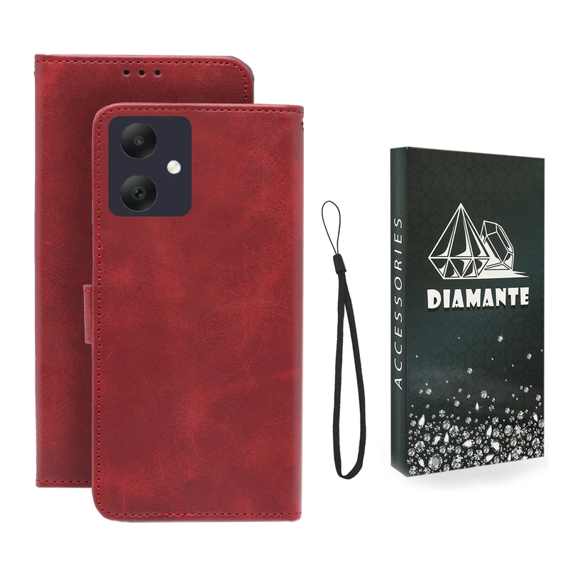 کیف کلاسوری دیامانته مدل Mortand Bk مناسب برای گوشی موبایل سامسونگ Galaxy A06 به همراه بندآویز