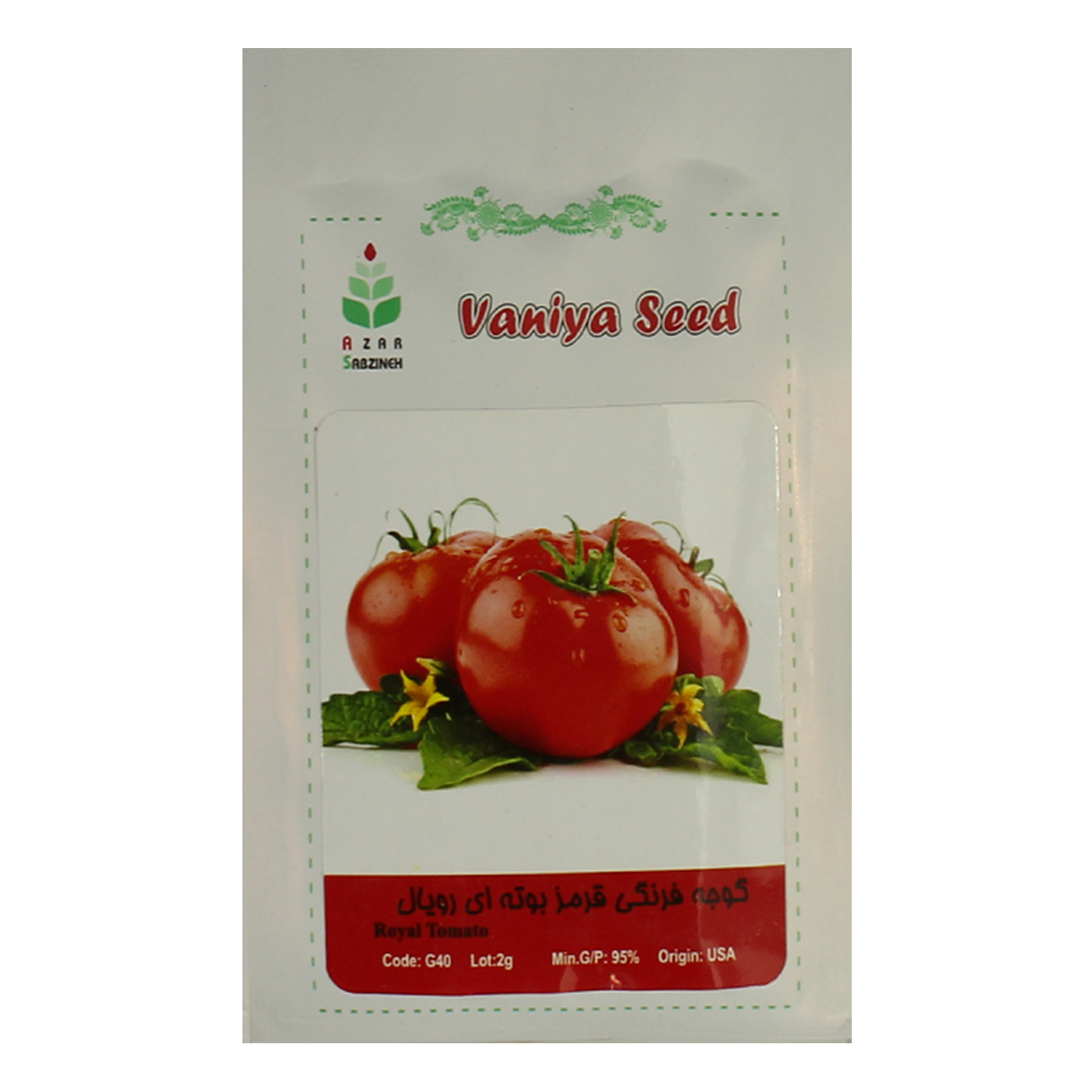 بذر گوجه فرنگی قرمز بوته ای رویال آذر سبزینه مدل A84