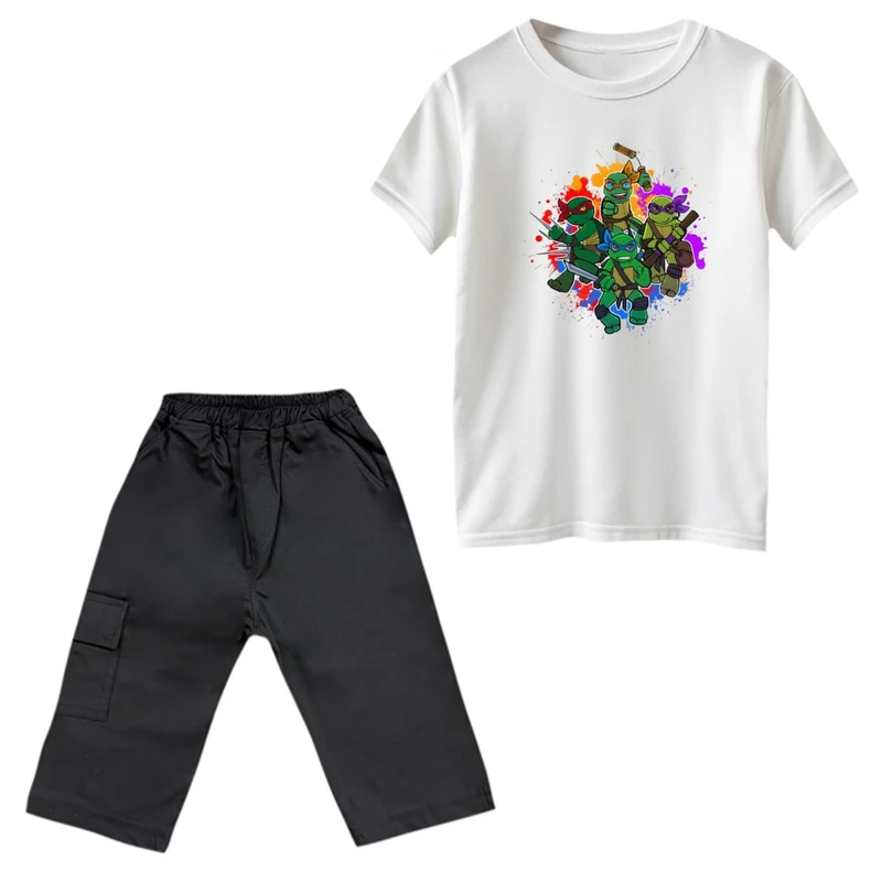 ست تی‌شرت و شلوارک پسرانه مدل لاکپشت های نینجا کد 16