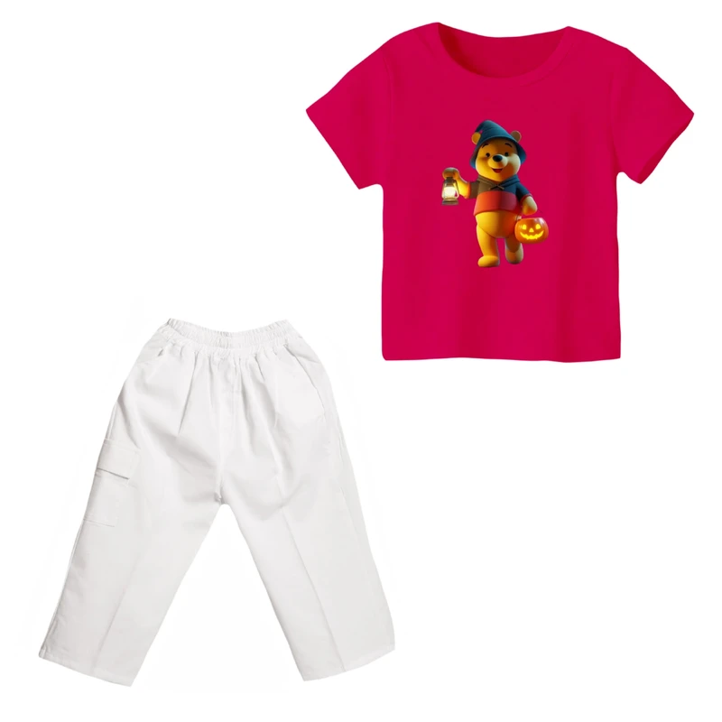 ست تی شرت و شلوارک دخترانه مدل پو کد ۵۹