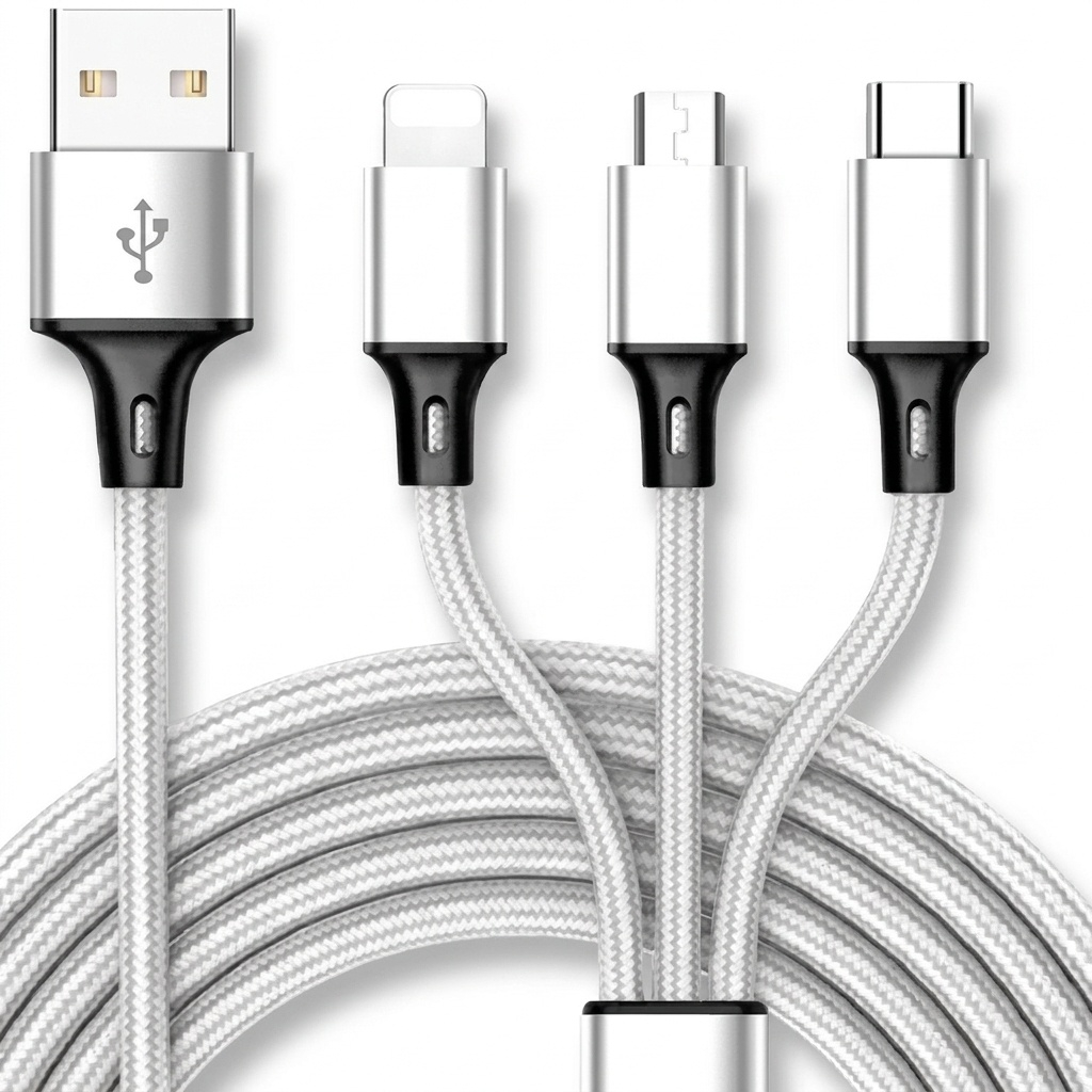 كابل تبدیل USB به  لايتنينگ /micro USB/USB-C سمگپرس مدل توربو شارژ طول 1 متر