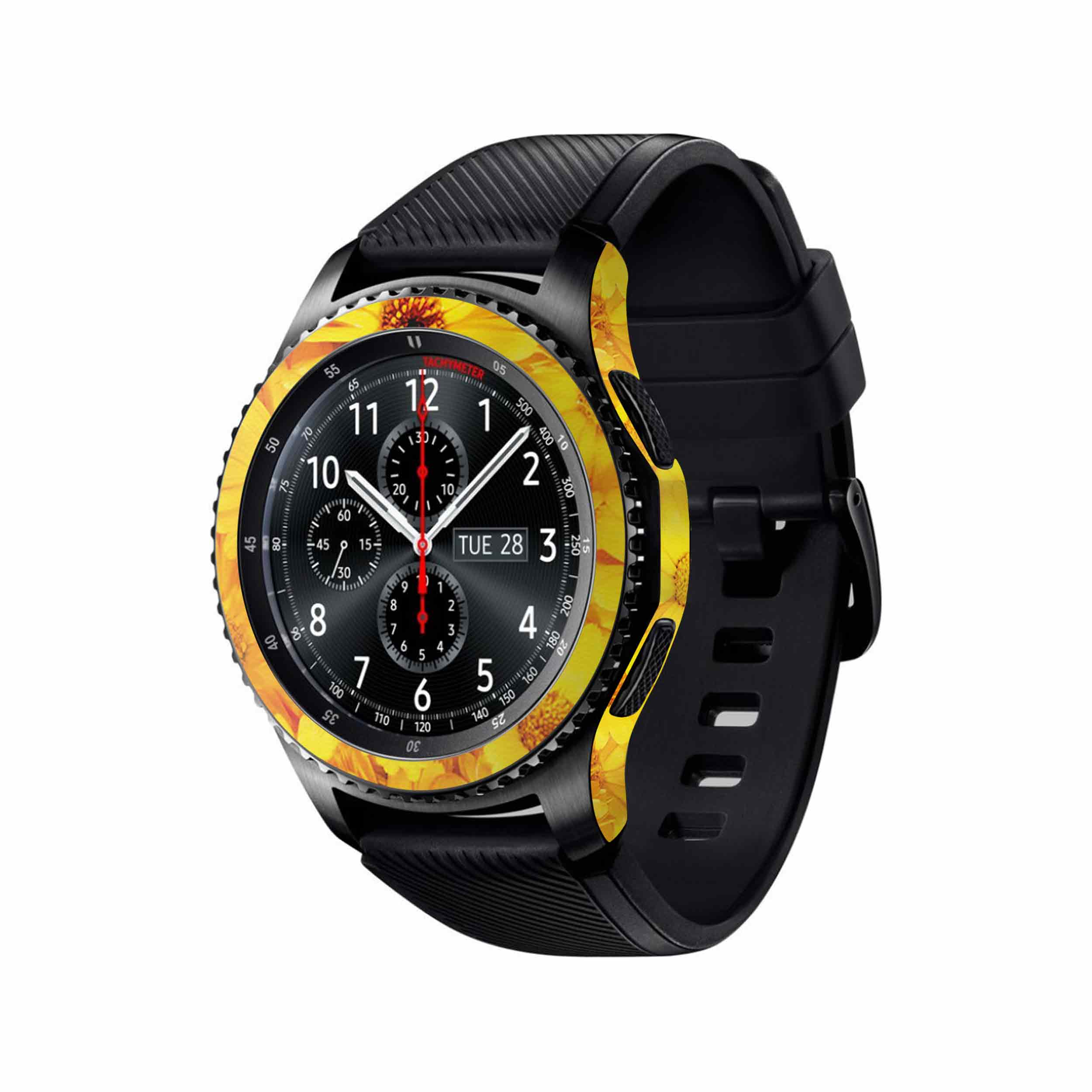 برچسب ماهوت طرح Yellow-Flower مناسب برای ساعت هوشمند سامسونگ Galaxy Gear S3 Frontier