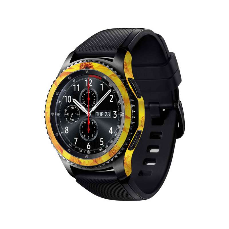 برچسب ماهوت طرح Yellow-Flower مناسب برای ساعت هوشمند سامسونگ Galaxy Gear S3 Frontier