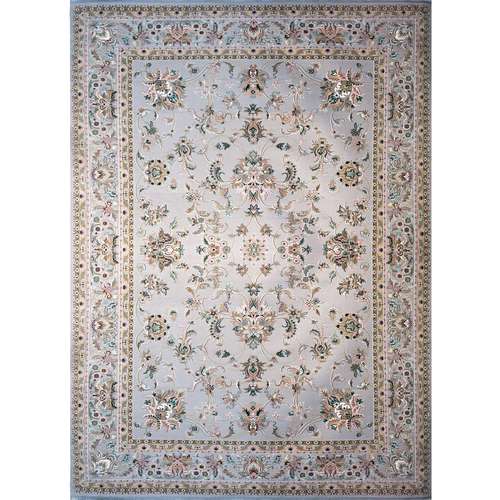 فرش ماشینی رادین اصفهان طرح نفیس شاه عباسی آرامش رنگ زمینه طوسی