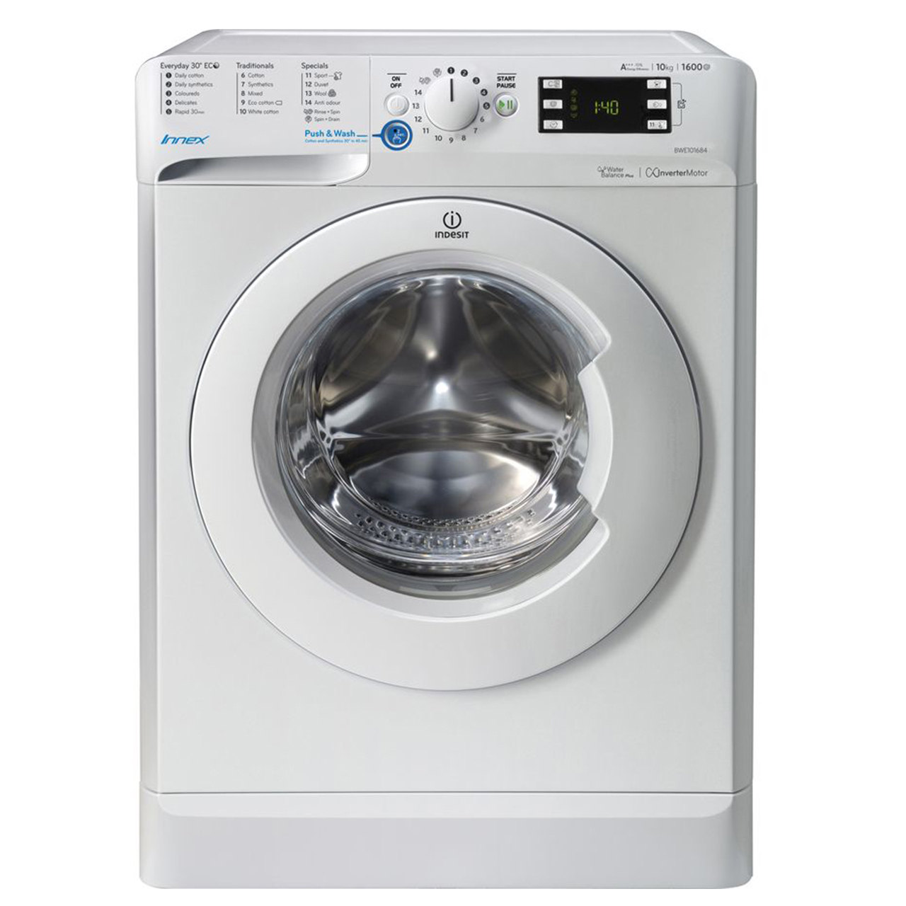ماشین لباسشویی ایندزیت مدل bwe 101684 W UK ظرفیت 10 کیلوگرم