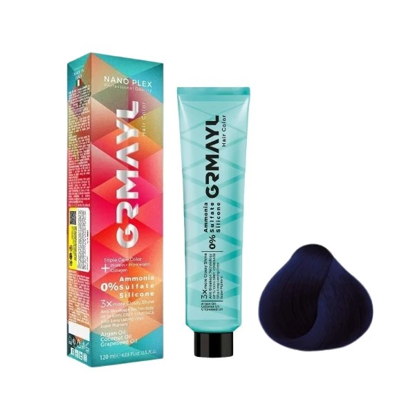 رنگ مو گرمایل شماره 7.9 حجم 120 میلی لیتر رنگ آبی کاربنی