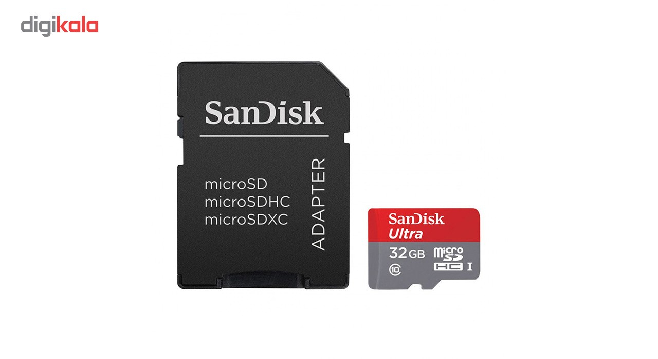 کارت حافظه microSDHC سن دیسک مدل Ultra کلاس 10 استاندارد UHS-I U1 سرعت 80MBps 533X همراه با آداپتور ظرفیت 32 گیگابایت