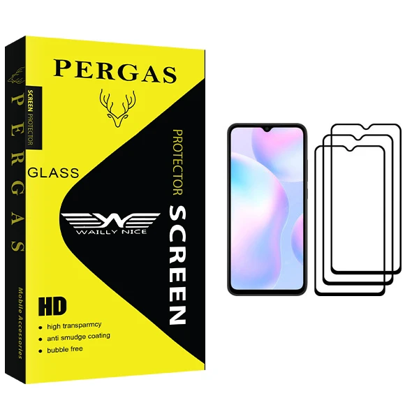 محافظ صفحه نمایش وایلی نایس مدل Pergas Glass مناسب برای گوشی موبایل شیائومی Redmi 9A بسته سه عددی